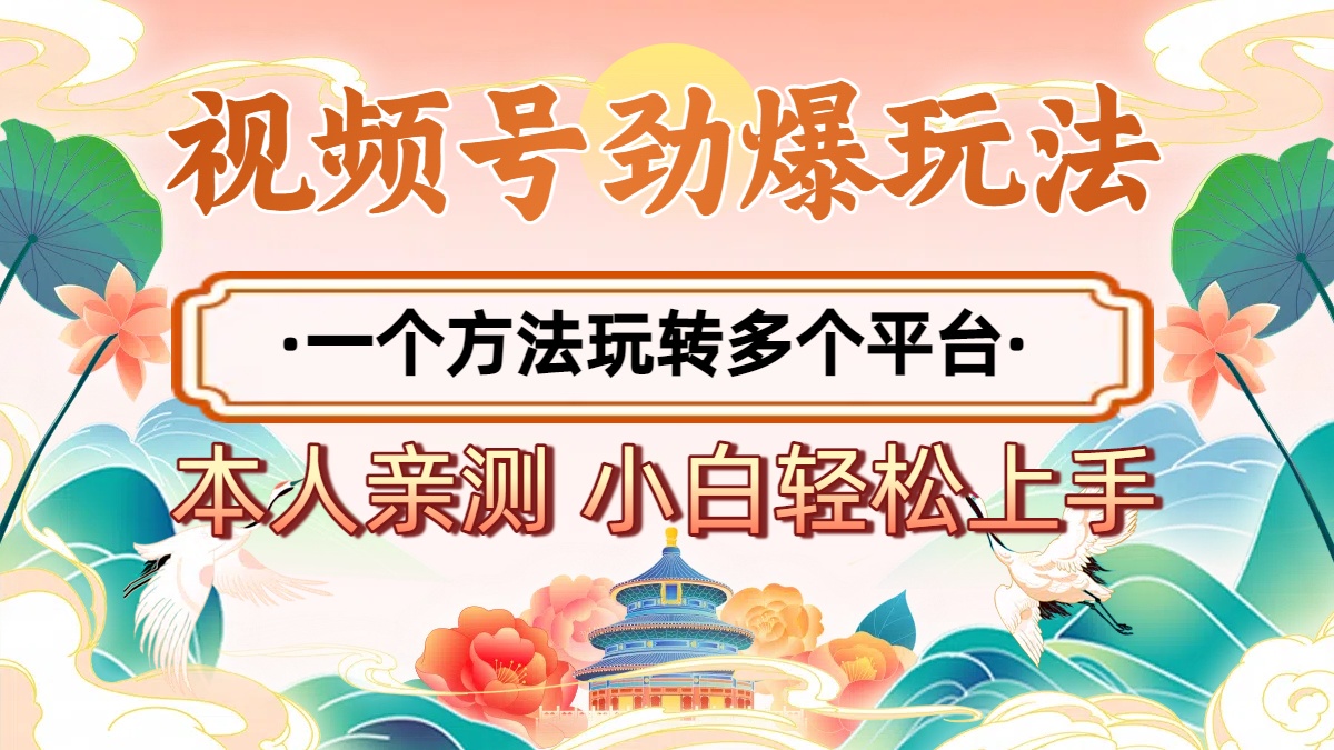 2025年视频号劲爆玩法，一个方法玩转多个平台 小白也能轻松上手-网赚资源网