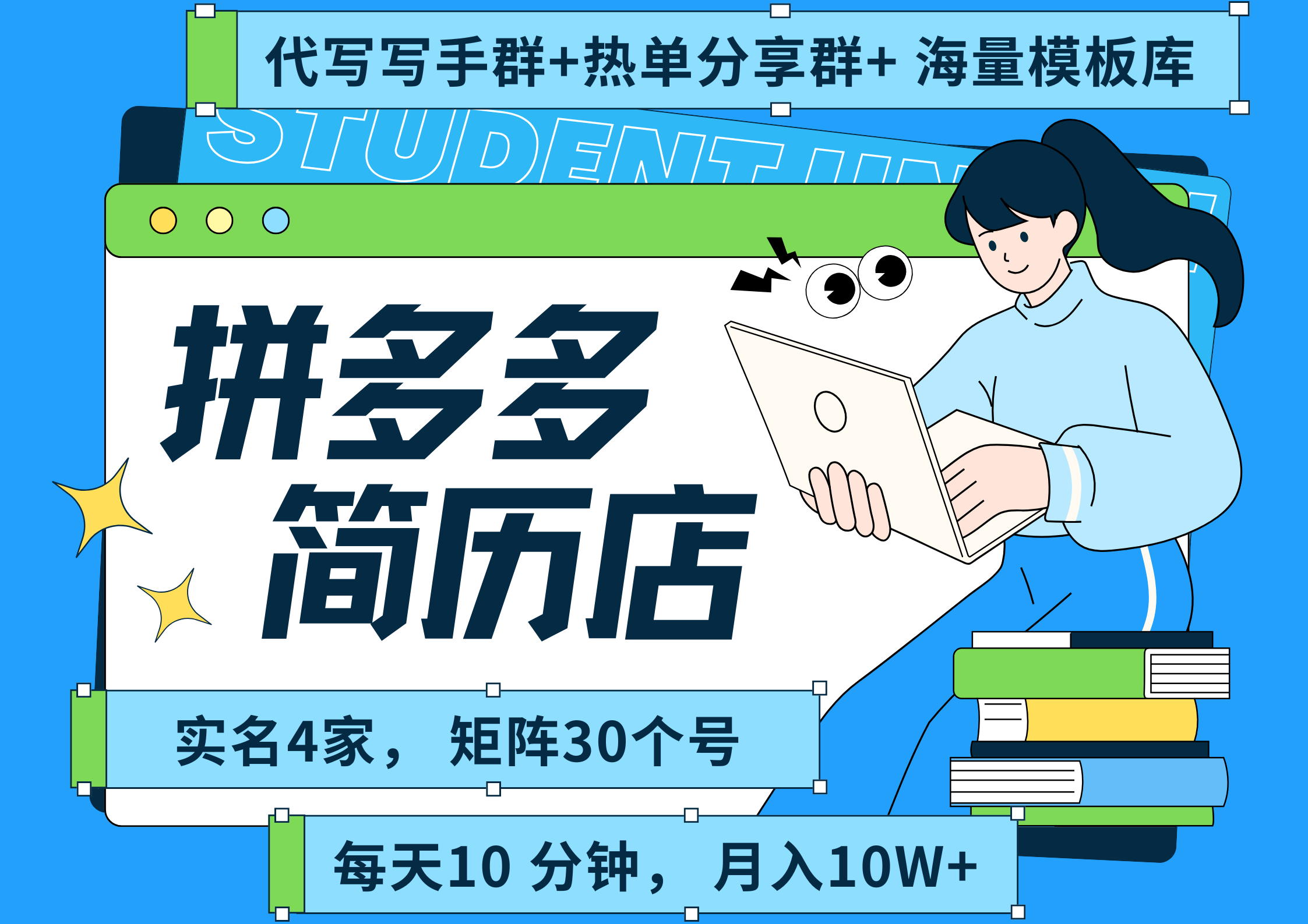 拼多多 虚拟资料 简历 海报代写 全SOP流程 毫无保留分享（含后端资料以及代写渠道）每天十分钟 每人实名四个店  矩阵30个账号  轻轻松松 月入10W-网赚资源网
