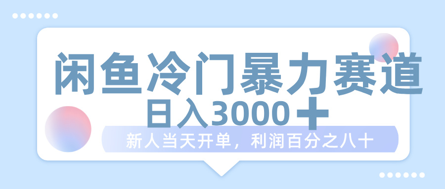 闲鱼冷门暴力赛道，一单 80%利润，新人轻松日入 1000+-网赚资源网