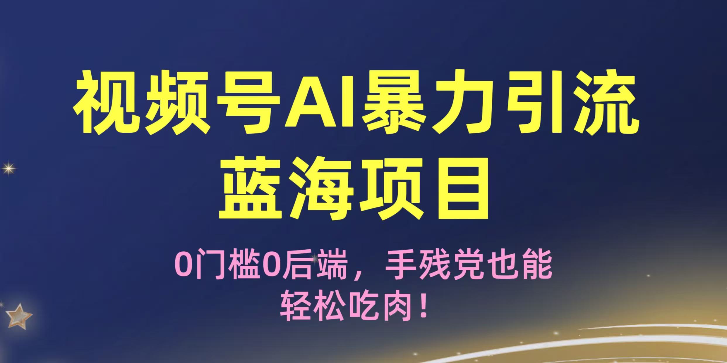 疯传！视频号AI暴力引流蓝海项目，0门槛0后端，手残党也能轻松吃肉！-网赚资源网