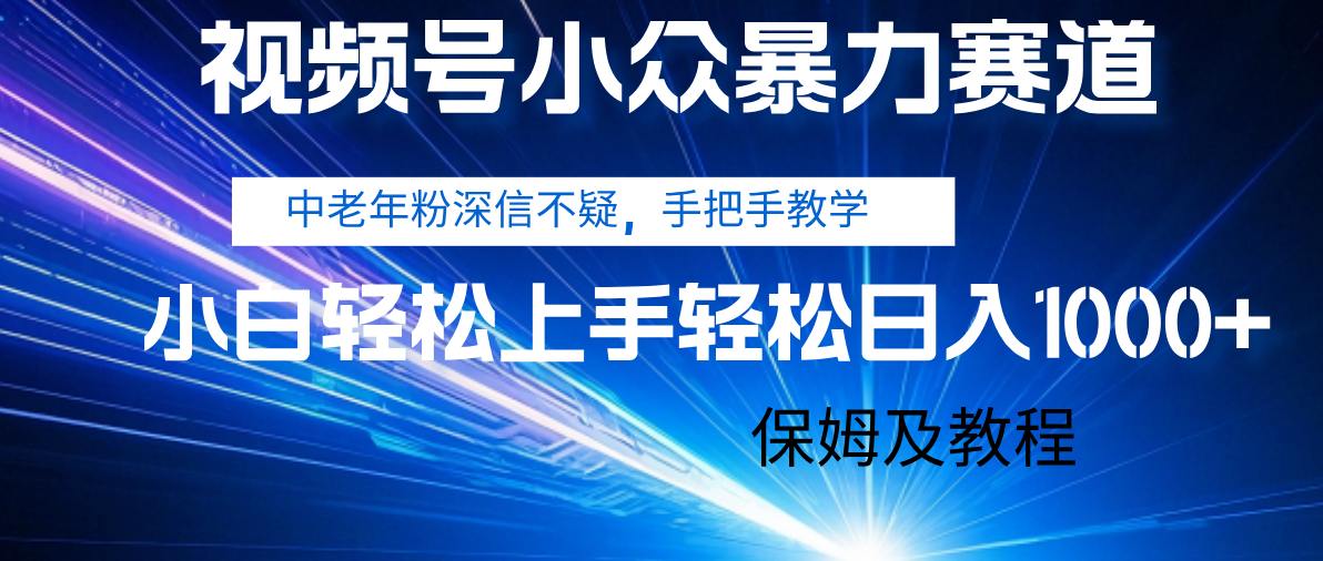 视频号小众暴力赛道，中老年人深信不疑 手把手教学，小白也能日入1000+ 保姆及教程-网赚资源网