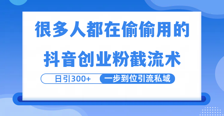 很多人都在偷偷用的抖音创业粉截留术，日引300+，一步到位引流到私域-网赚资源网