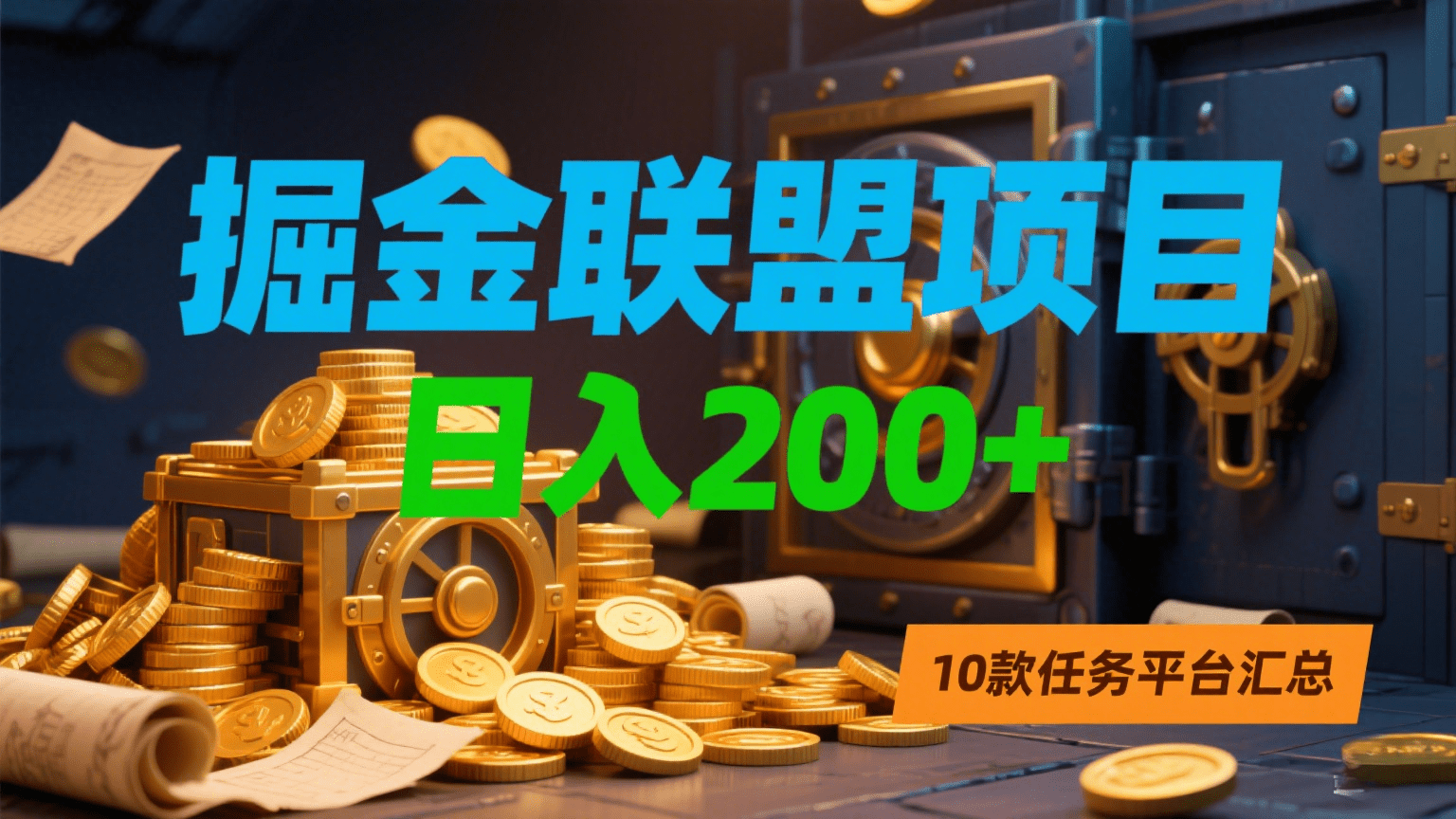 掘金联盟项目，日入200+，10款任务平台汇总-网赚资源网