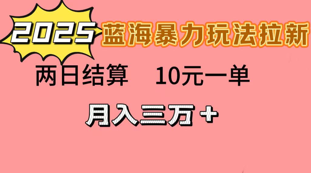 蓝海暴力拉新项目，10元一单，两日结算，月入3w➕-网赚资源网