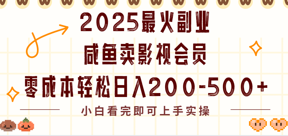 2025最火副业闲鱼卖vip影视会员，零成本日入200-500-网赚资源网