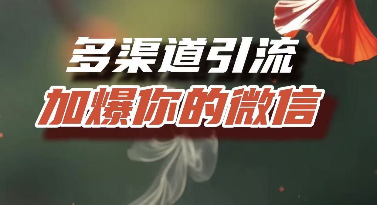 多渠道引流，加爆你的微信，把流量导入到私域，这是每一个想要在互联网赚钱的人必须掌握的底层能力-网赚资源网