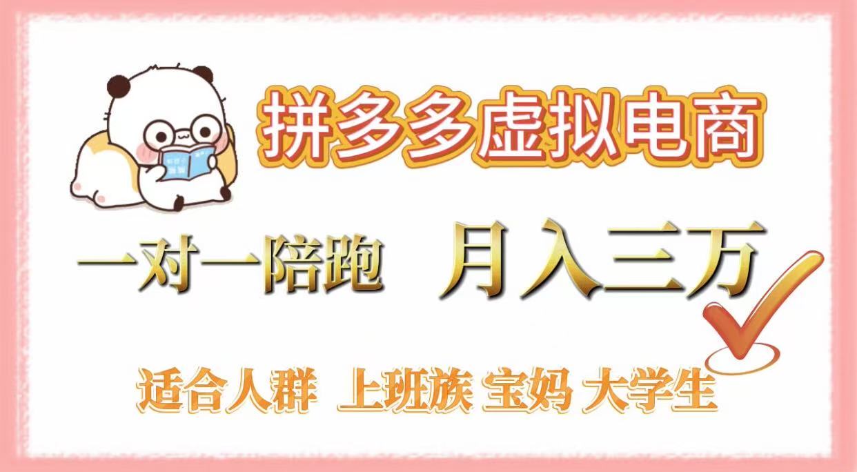 拼多多虚拟电商，一对一陪跑，月入3万，0囤货，轻资产，不发货-网赚资源网
