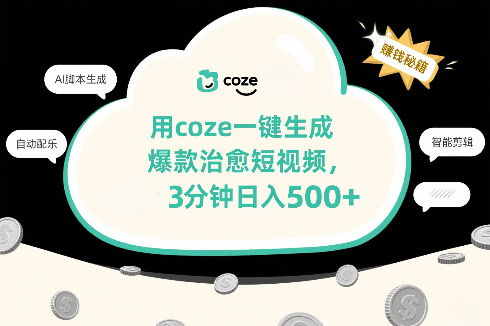 用coze一键生成爆款治愈短视频，3分钟日入500+-网赚资源网
