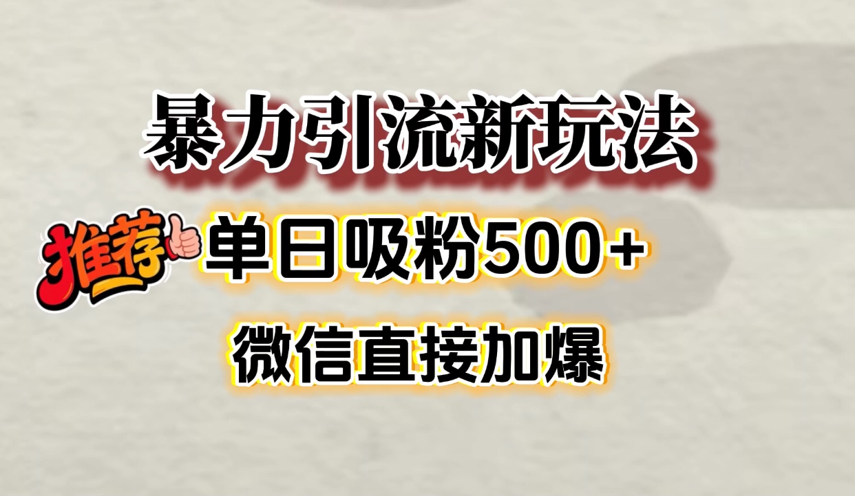 微信加爆的引流超级方法，单日吸粉500➕-网赚资源网