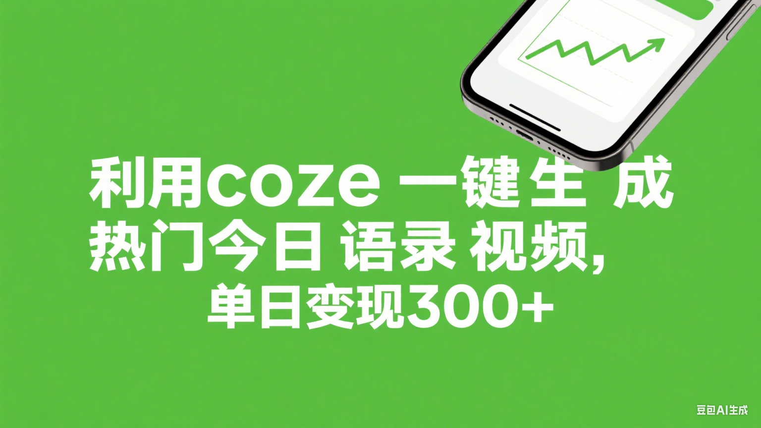 利用coze一键生成热门今日语录视频，单日变现300+-网赚资源网