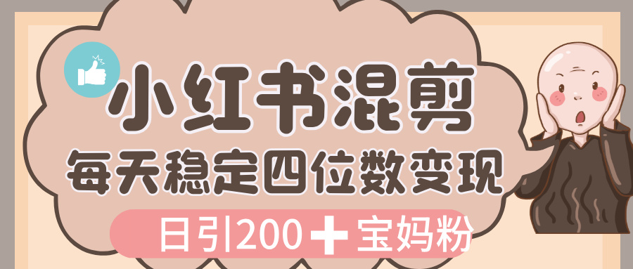 价值 3980 的小红书混剪， 虚拟变现，日引 200+宝妈创业粉，每天稳定四位数变现-网赚资源网