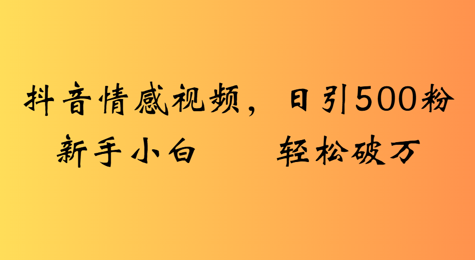 抖音情感视频，日引500粉新手小白轻松破万-网赚资源网