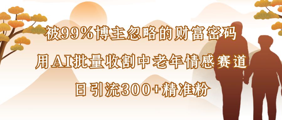 被99%博主忽略的财富密码：用AI批量收割中老年情感赛道，日引流300+精准粉-网赚资源网