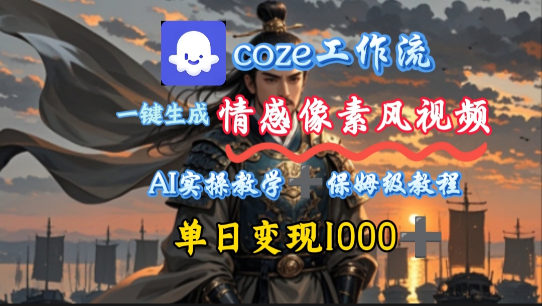 用coze工作流一键生成情感像素风视频，几分钟一条，单日变现500+-网赚资源网