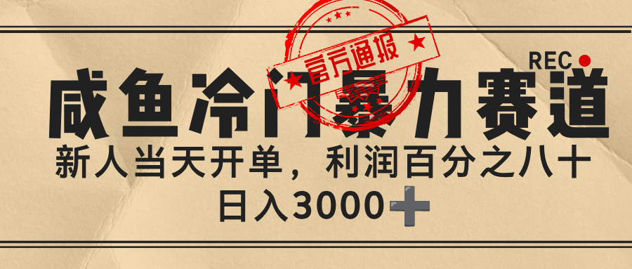 闲鱼，冷门暴力赛道，一单 80%利润，新人轻松日入 3000+-网赚资源网