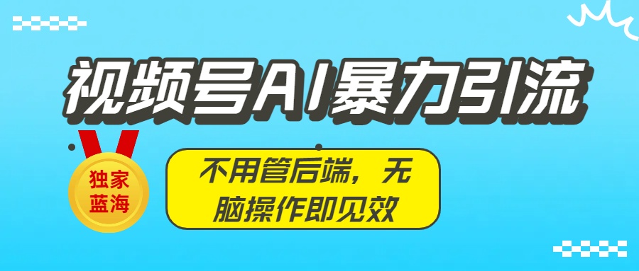 独家蓝海！视频号AI暴力引流：不用管后端，无脑操作即见效-网赚资源网