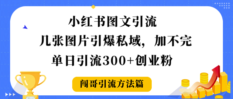 小红书图文引流，几张图片引爆私域加不完，单日引流300＋创业粉-网赚资源网
