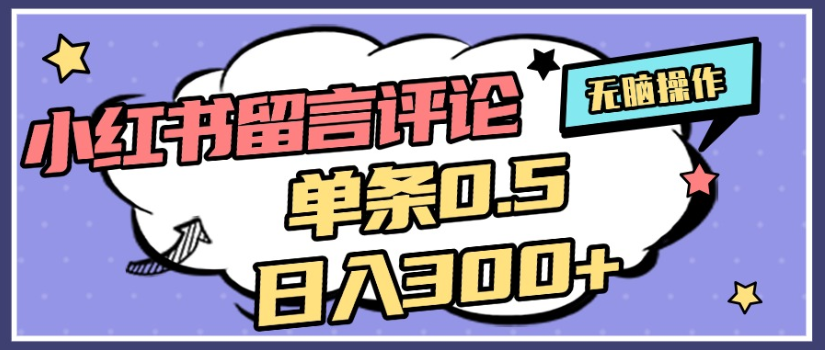 2025年最新小红书评论单条0.5元，日入300＋，无上限，详细操作流程-网赚资源网