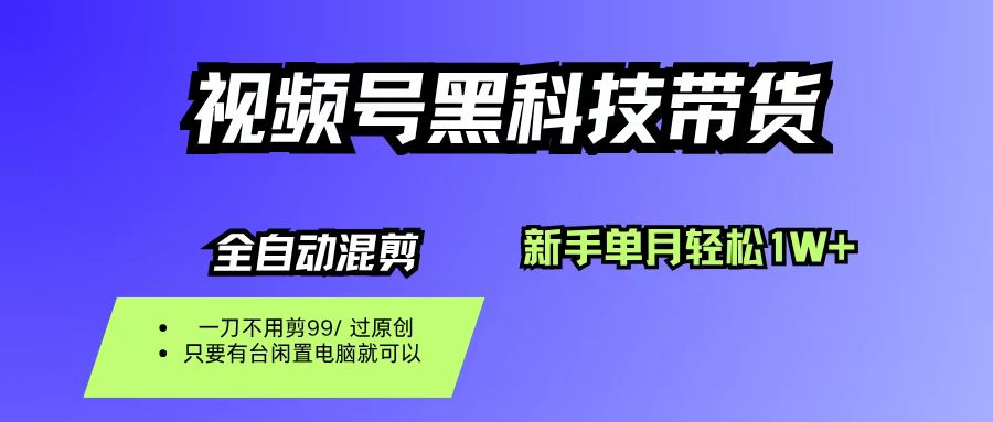 视频号黑科技短视频带货，新手也能单月到手1W+，一刀不用剪，零投资-网赚资源网