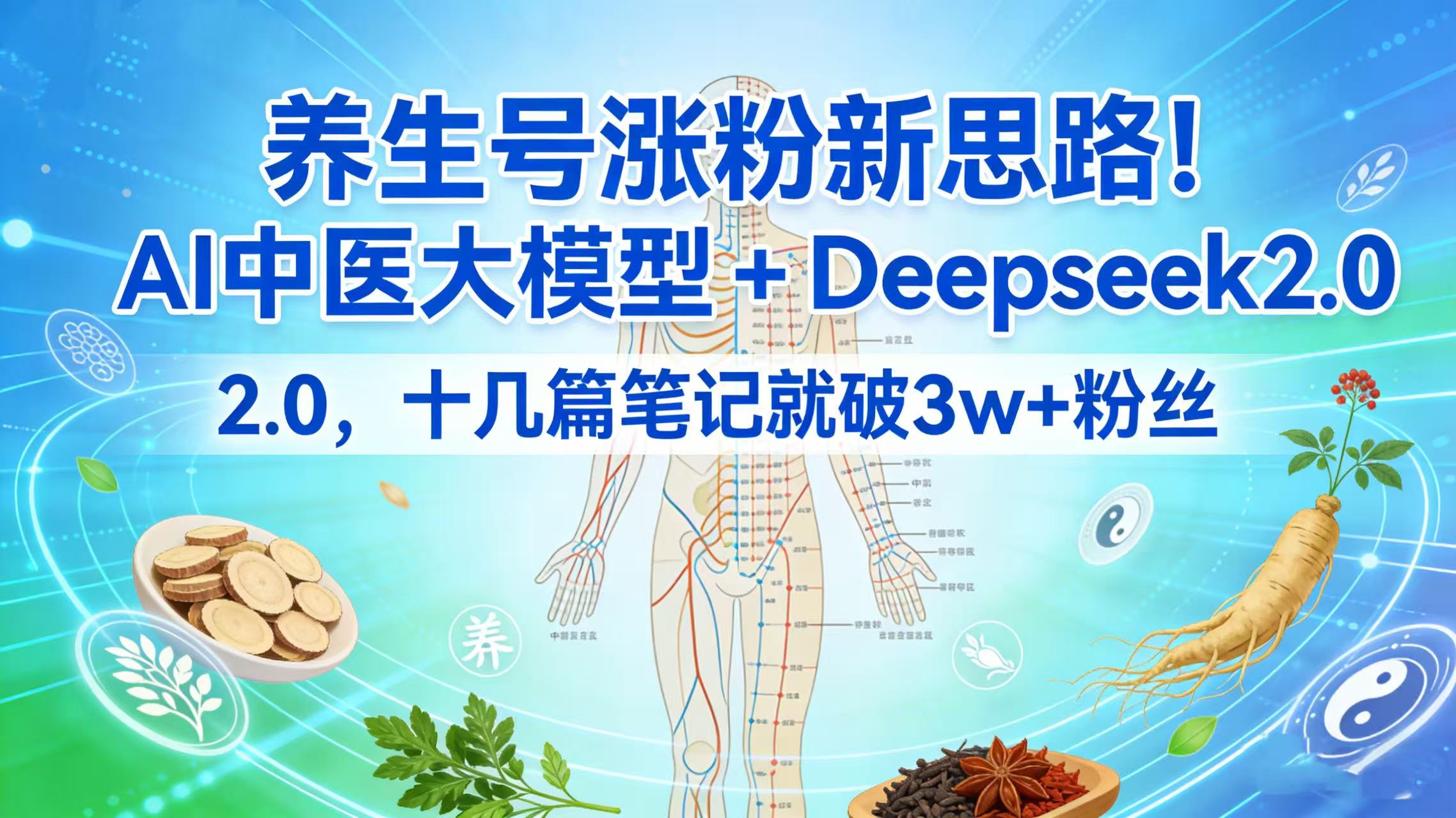 养生号涨粉新思路！AI 中医大模型 + Deepseek 2.0，十几篇笔记就破 3w + 粉丝-网赚资源网