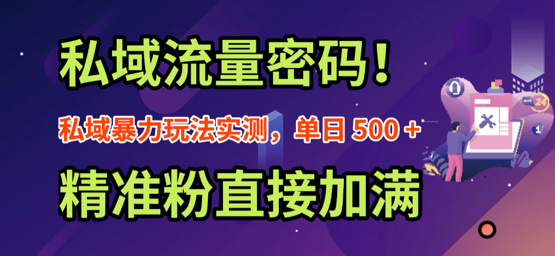 私域流量密码！私域暴力玩法实测，单日 500 + 精准粉直接加满-网赚资源网