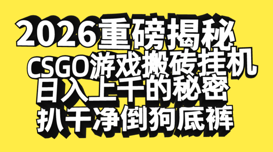2026开年重磅解密,CSGO游戏搬砖挂机日入上千的秘密,把倒狗的底裤扒干净,毫无保留-网赚资源网