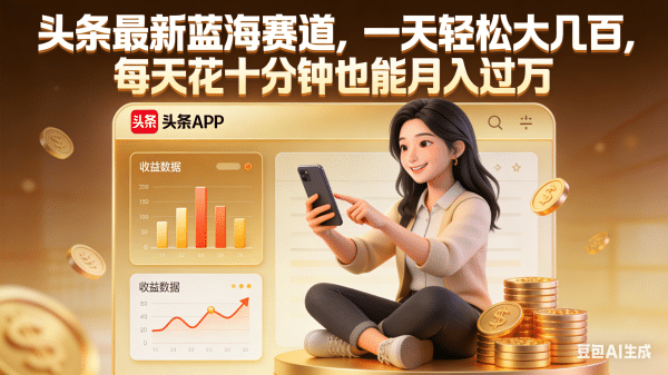 头条最新蓝海赛道，一天轻松大几百，每天花十分钟也能月入过万-网赚资源网