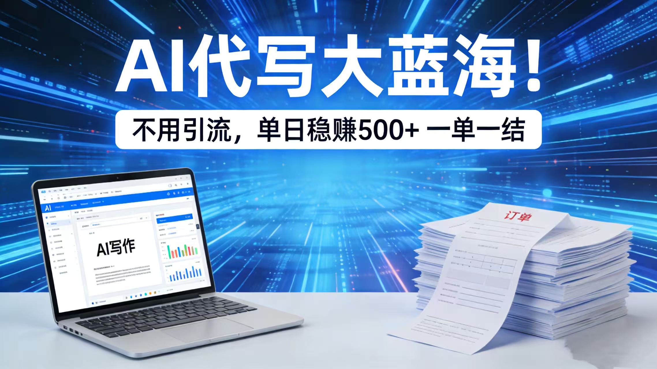 AI 代写大蓝海！不用引流，单日稳赚 500 + 一单一结-网赚副业网