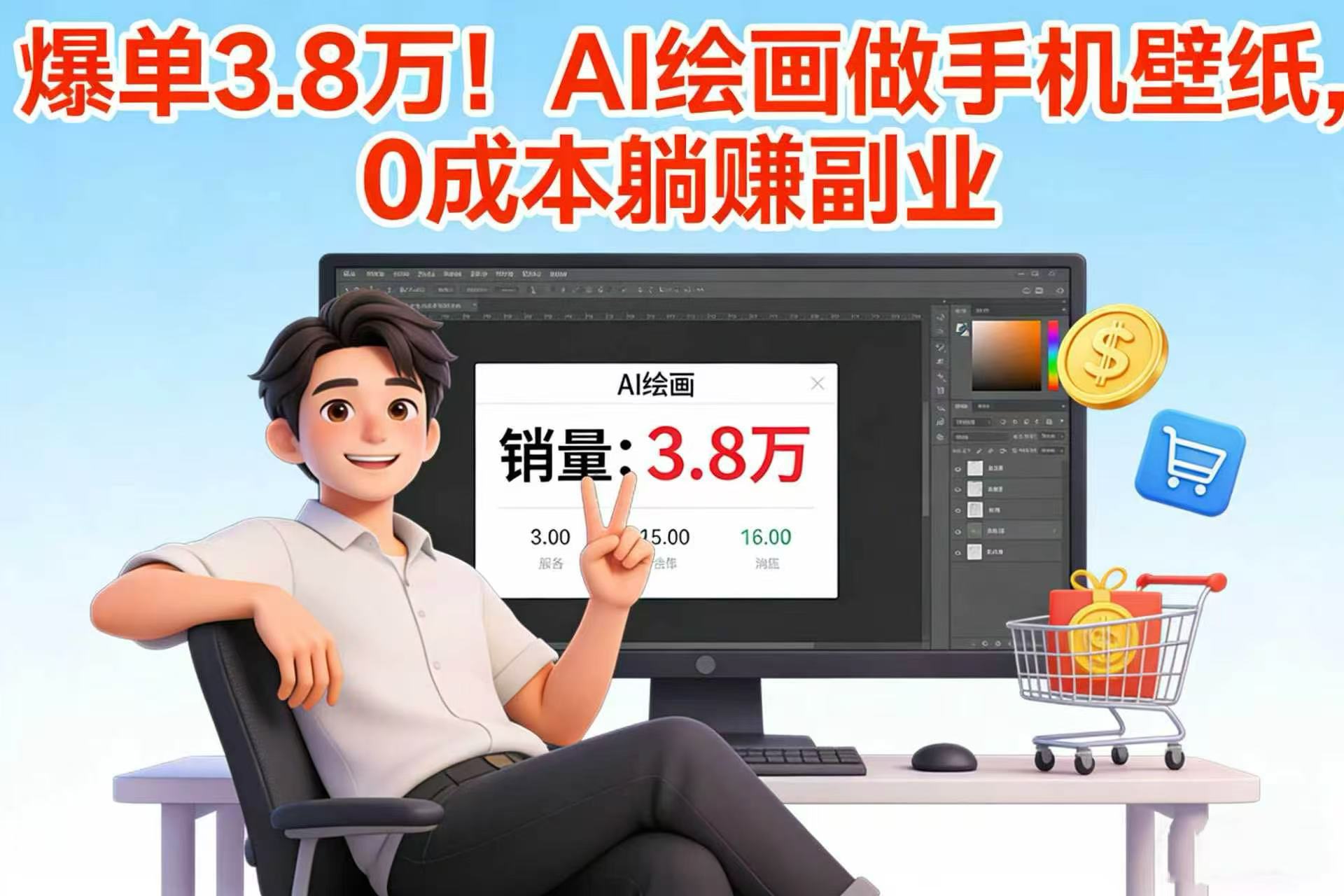 爆单 3.8 万！AI 绘画做手机壁纸，0 成本躺赚副业-网赚副业网