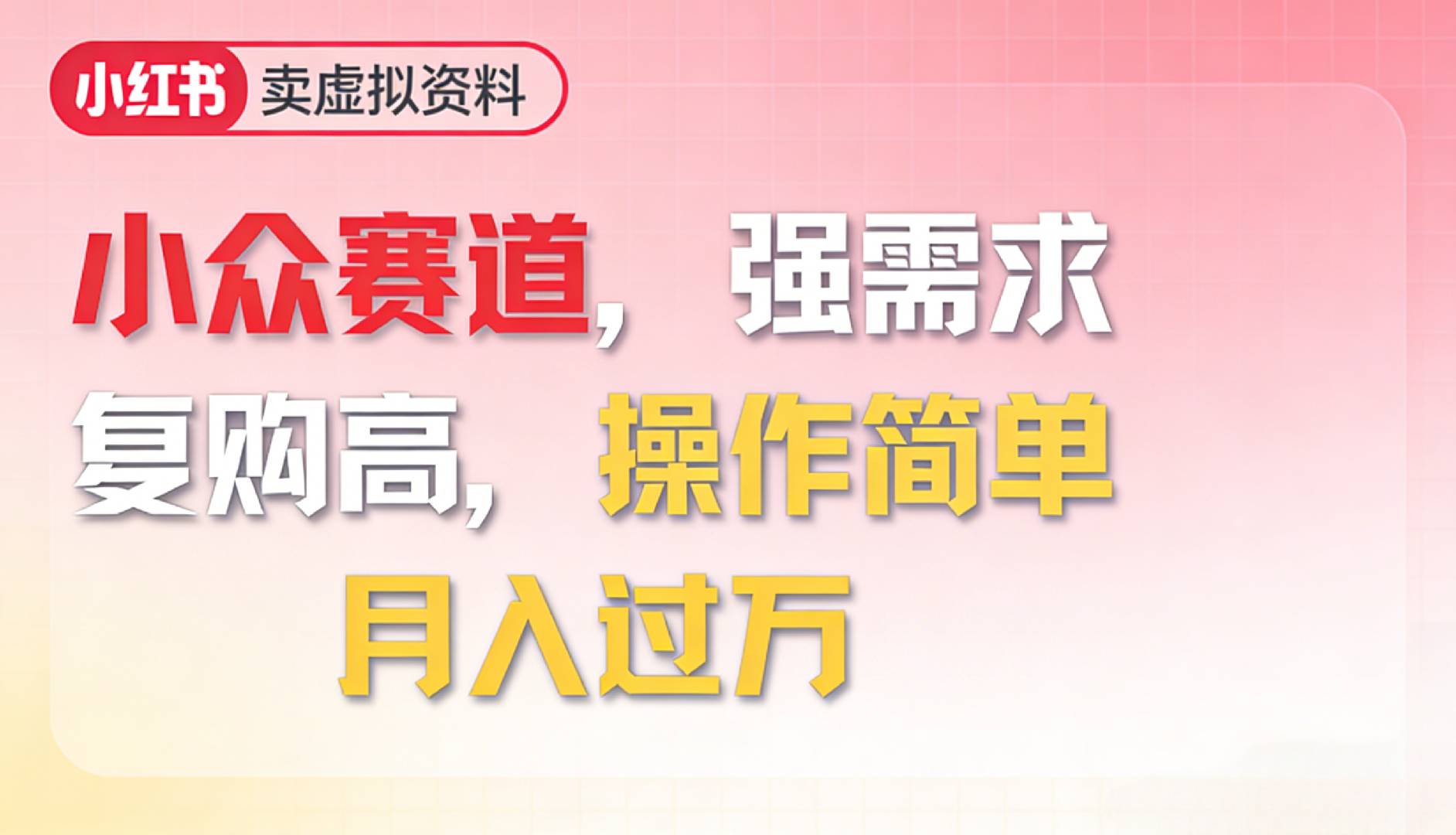 2026年就做小众赛道，强需求，复购高，月入过万，操作简单-网赚副业网