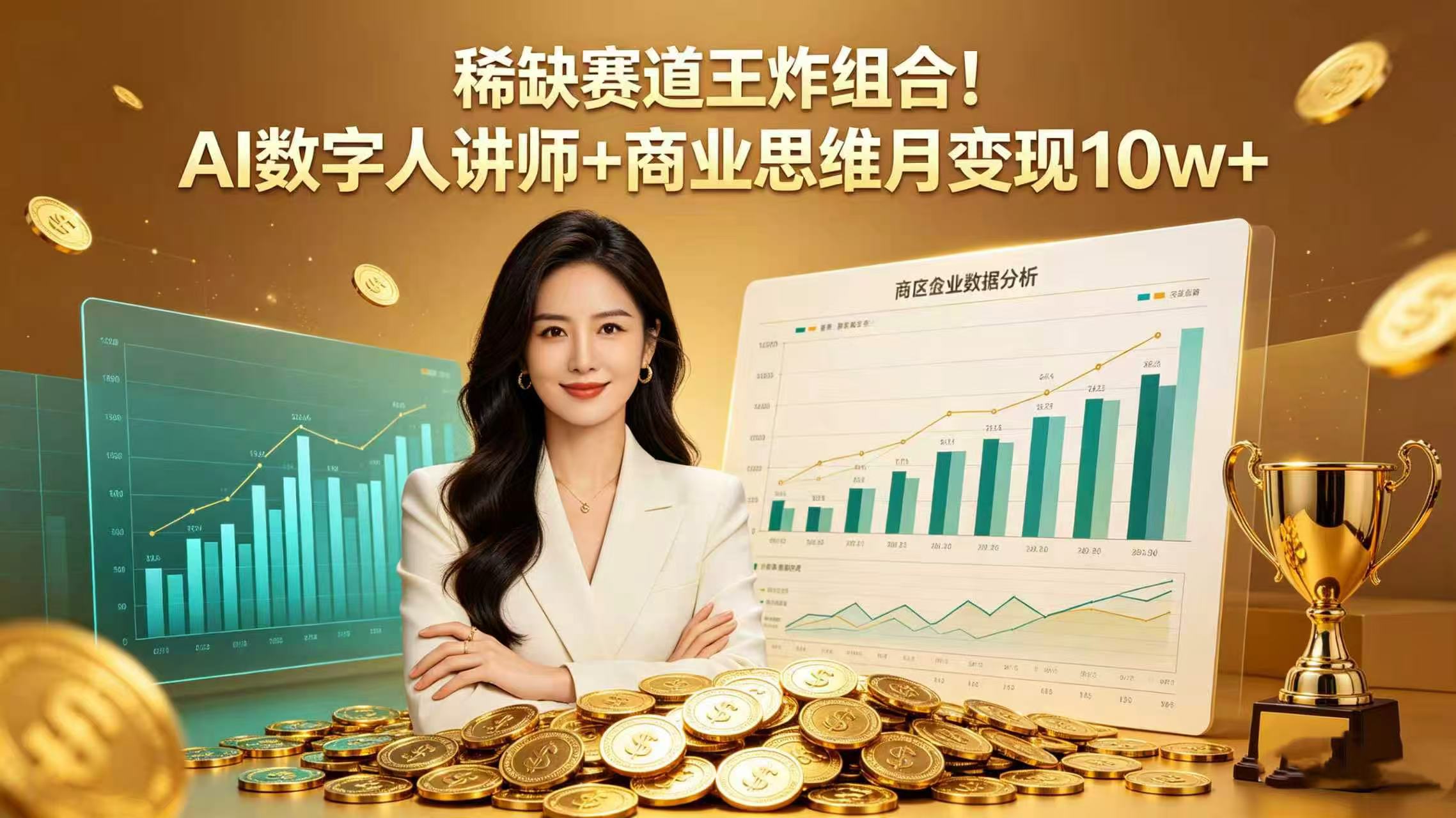 稀缺赛道王炸组合!AI 数字人讲师 + 商业思维 月变现 10w+-网赚副业网