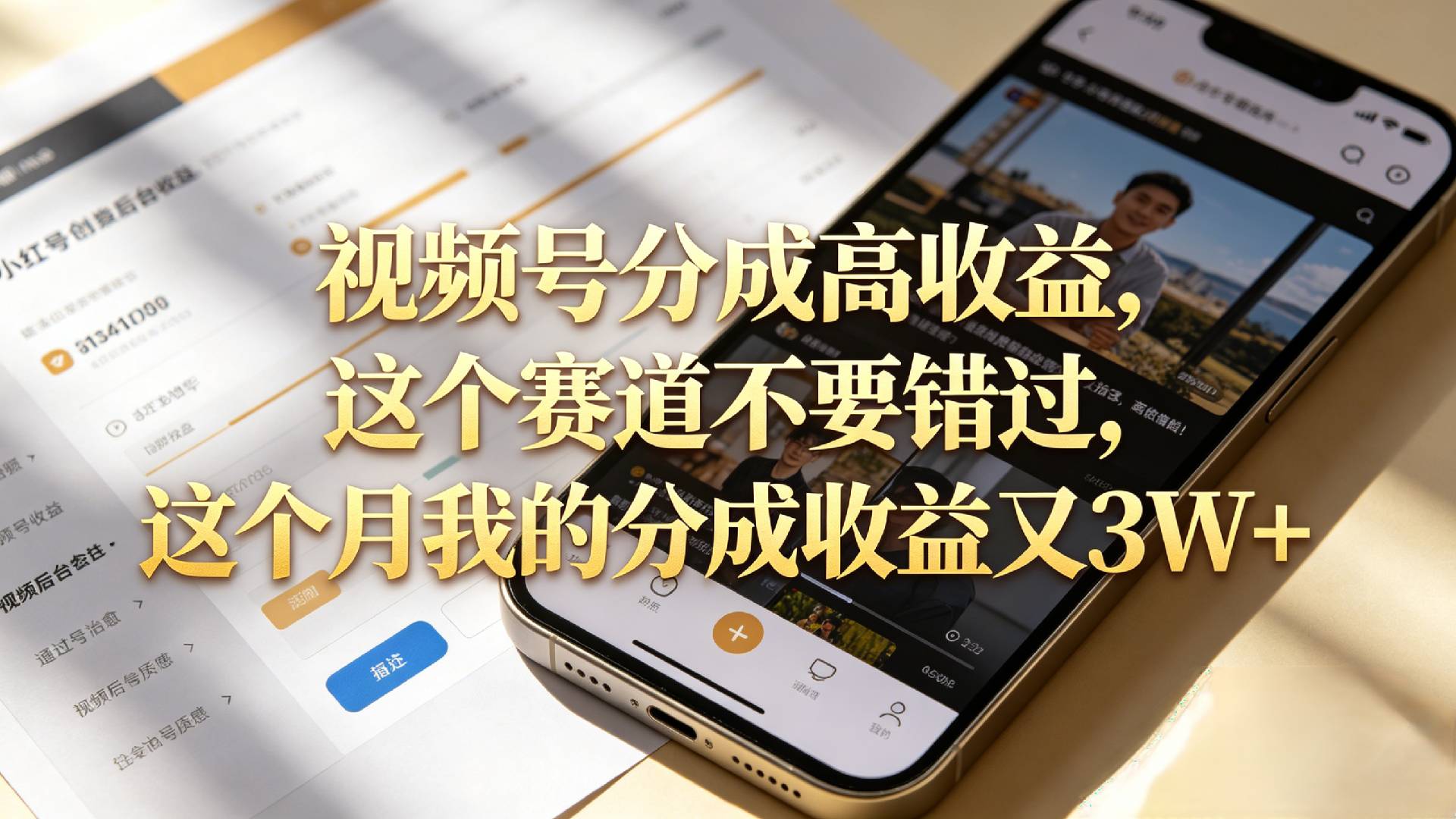 想要【视频号分成高收益】,这个赛道不要错过,这个月我的分成收益又3W+-网赚副业网
