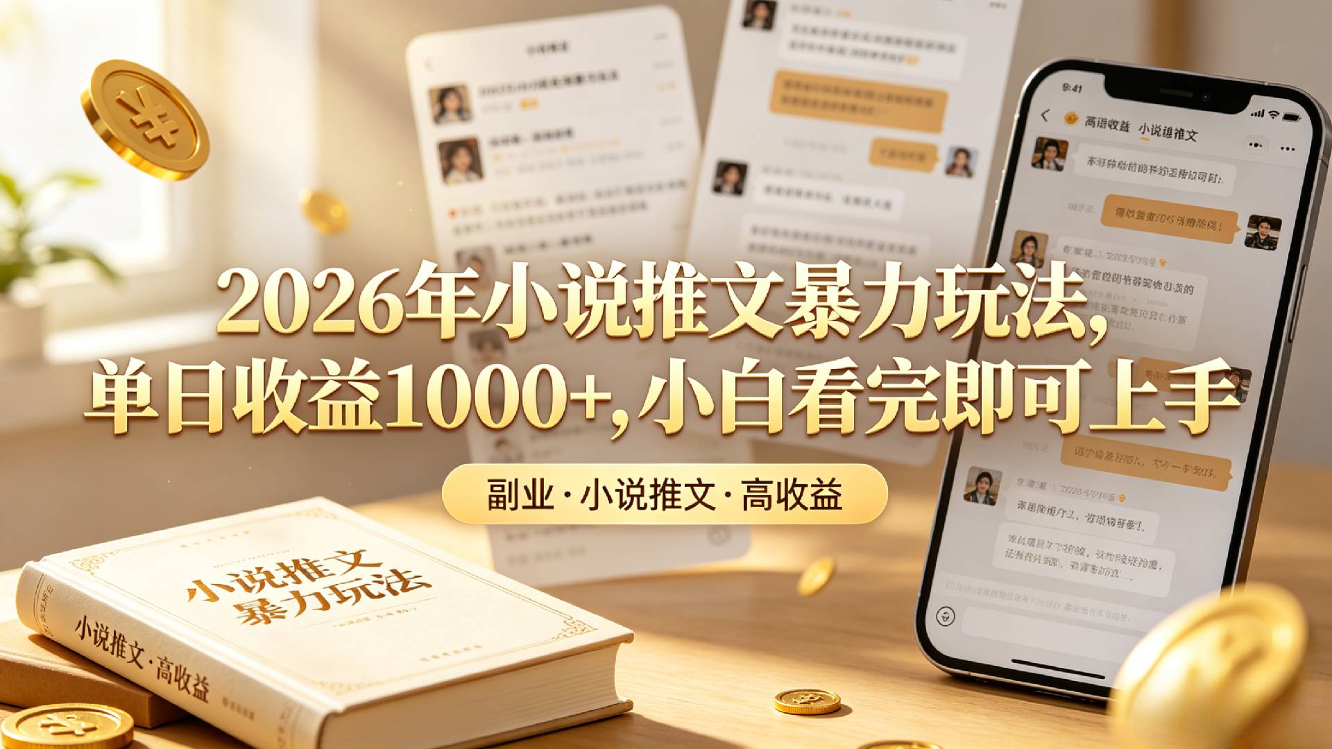 2026年小说推文暴力玩法,单日收益1000+,小白看完即可上手-网赚副业网