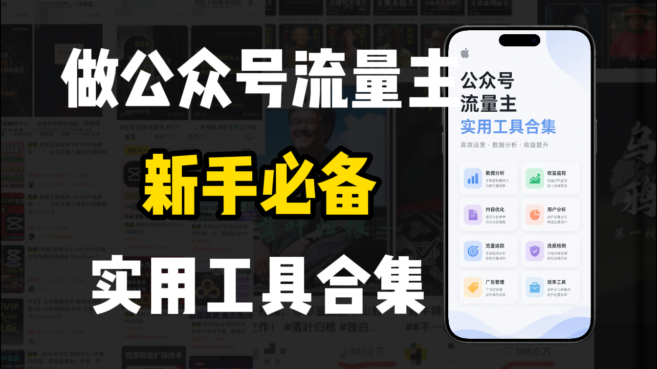 新手必学!做公众号流量主实用工具合集,从选题到变现,一篇搞定(新手必备)-网赚副业网