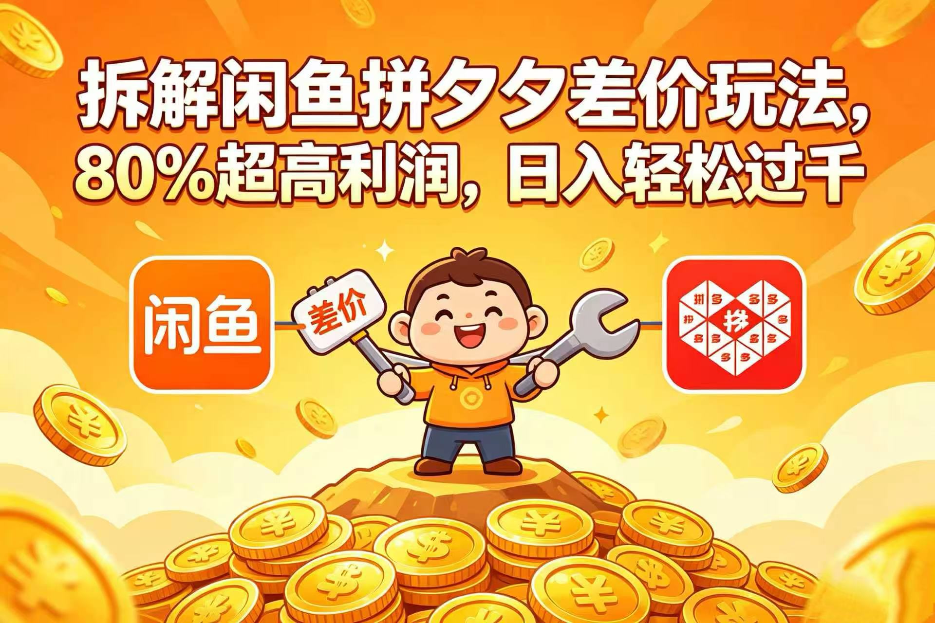 拆解闲鱼拼夕夕差价玩法,80% 超高利润,日入轻松过千-网赚副业网