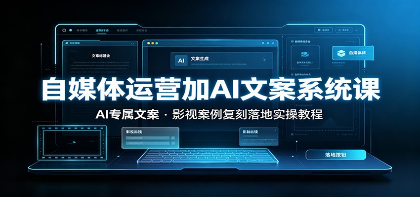 自媒体运营加AI文案系统课：：AI专属文案，影视案例复刻落地实操教程-网赚副业网