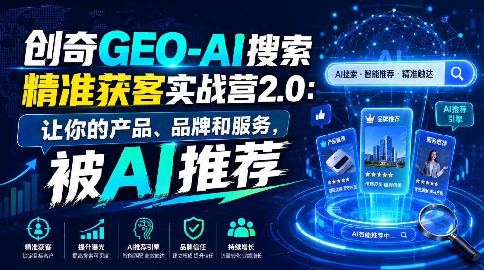创奇GEO-AI搜索精准获客实战营2.0:让你的产品、品牌和服务,被AI推荐-网赚副业网