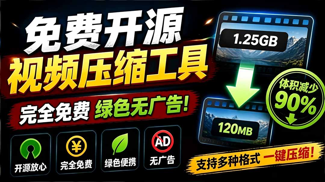 (19495期)Github开源视频压缩瘦身工具,轻松压缩90%,并保持画质清晰,完全免费绿色无广告!VideoSlim-网赚副业网