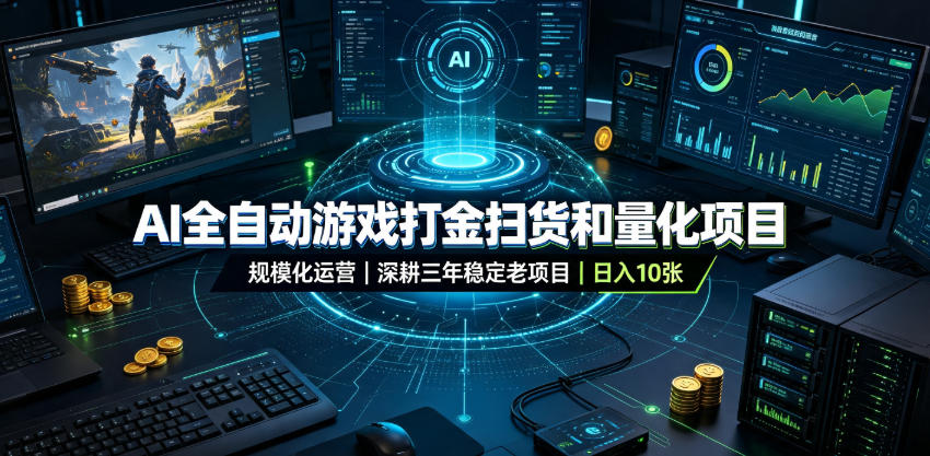 AI全自动游戏打金扫货和量化项目,规模化运营日入10张,深耕三年稳定老项目!【揭秘】-网赚副业网