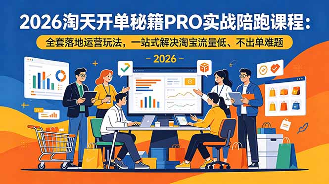 （19579期）2026淘天开单秘籍PRO实战陪跑课程-更新：全套落地运营玩法，一站式解决淘宝流量低、不出单难题-网赚副业网