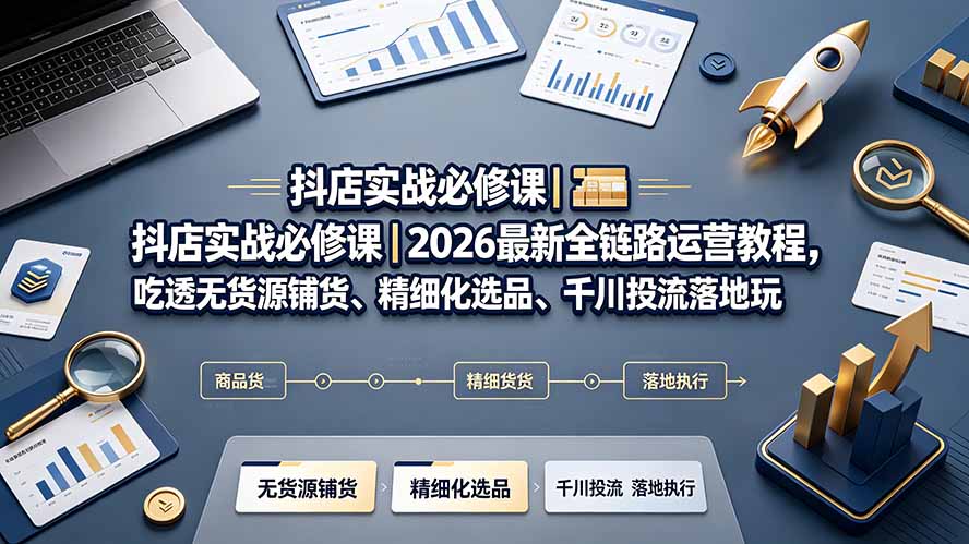 (19549期)抖店实战必修课|2026最新全链路运营教程,吃透无货源铺货、精细化选品、千川投流落地玩法插图 (19549期)抖店实战必修课|2026最新全链路运营教程,吃透无货源铺货、精细化选品、千川投流落地玩法插图