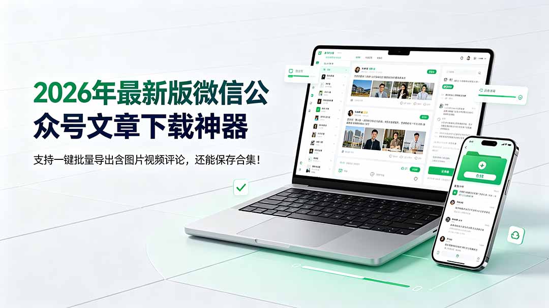 （19486期）2026年最新版微信公众号文章下载神器，支持一键批量导出含图片视频评论，还能保存合集！-网赚副业网
