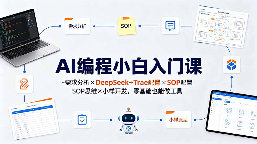 （19539期）AI编程小白入门课-需求分析×DeepSeek+Trae配置×SOP思维×小样开发，零基础也能做工具-网赚副业网