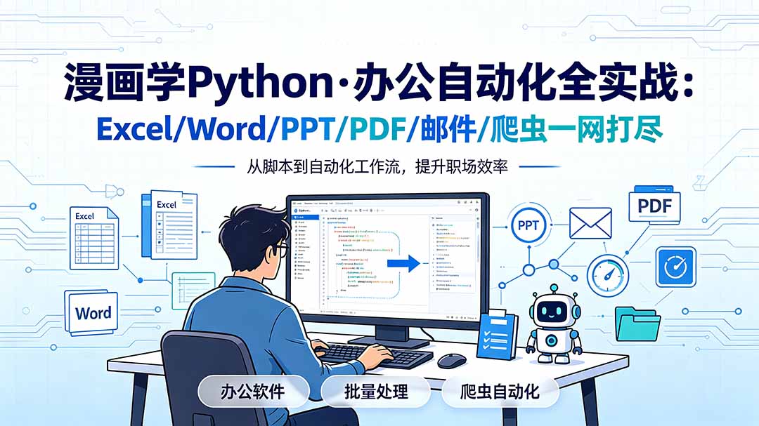 （19270期）漫画学Python·办公自动化全实战：Excel/Word/PPT/PDF/邮件/爬虫一网打尽-网赚副业网