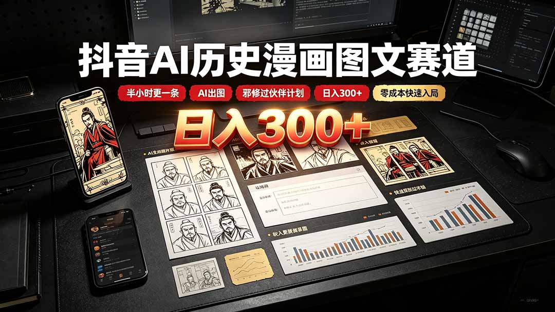 (19498期)抖音AI历史漫画图文赛道:半小时更一条×AI出图×邪修过伙伴计划×日入300+,零成本快速入局插图 (19498期)抖音AI历史漫画图文赛道:半小时更一条×AI出图×邪修过伙伴计划×日入300+,零成本快速入局插图