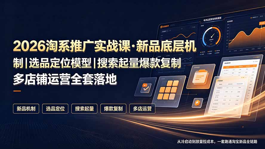 (19272期)2026淘系推广实战课·新品底层机制|选品定位模型|搜索起量爆款复制多店铺运营全套落地教程-网赚副业网