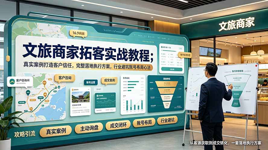（19273期）文旅商家拓客实战教程；真实案例打造客户信任，完整落地执行方案，行业避坑账号布局心法-网赚副业网