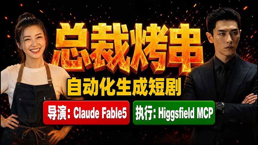 （19541期）《总裁烤串》真人短剧全自动诞生！Claude Fable5 当导演，Higgsfield MCP 执行！-网赚副业网