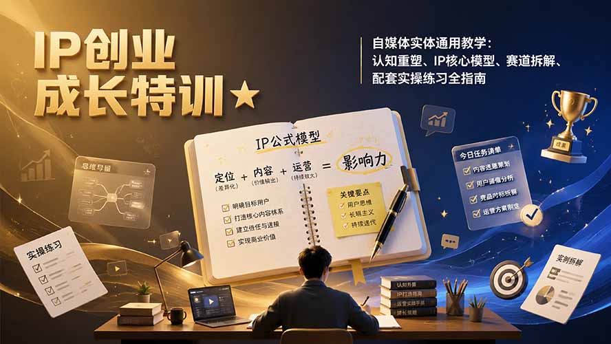 （19567期）IP创业成长特训★自媒体实体通用教学：认知重塑、IP核心模型、赛道拆解、配套实操练习全指南插图1