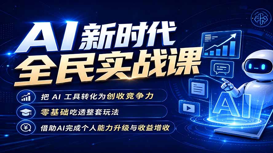 （19519期）AI新时代全民实战课，把 AI 工具转化为创收竞争力，零基础吃透整套玩法，借助AI完成个人能力升级与收益增收。-网赚副业网